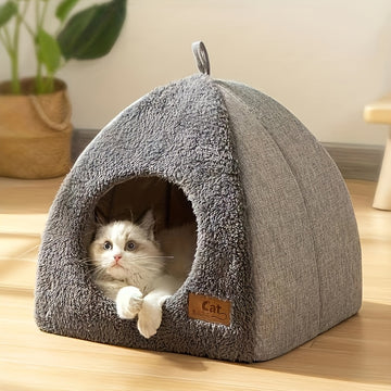 Cozy Semi-Enclosed Pet Tent Cave Bed