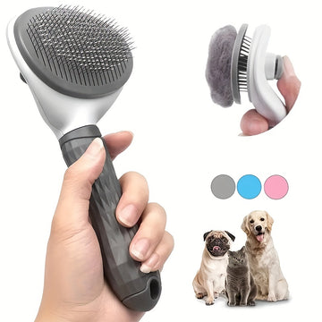 One-Click Pet Slicker Brush – Easy Hair Removal