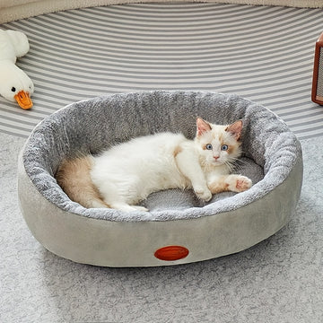 Cozy Plush Oval Pet Bed