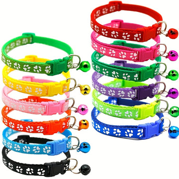 Adjustable Cat Collar with Bell & Paw Print